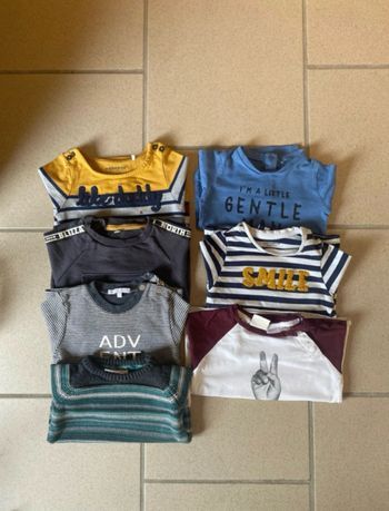 LOT 7 Pulls/blouse longue manches garçon 9 mois 71/74cm