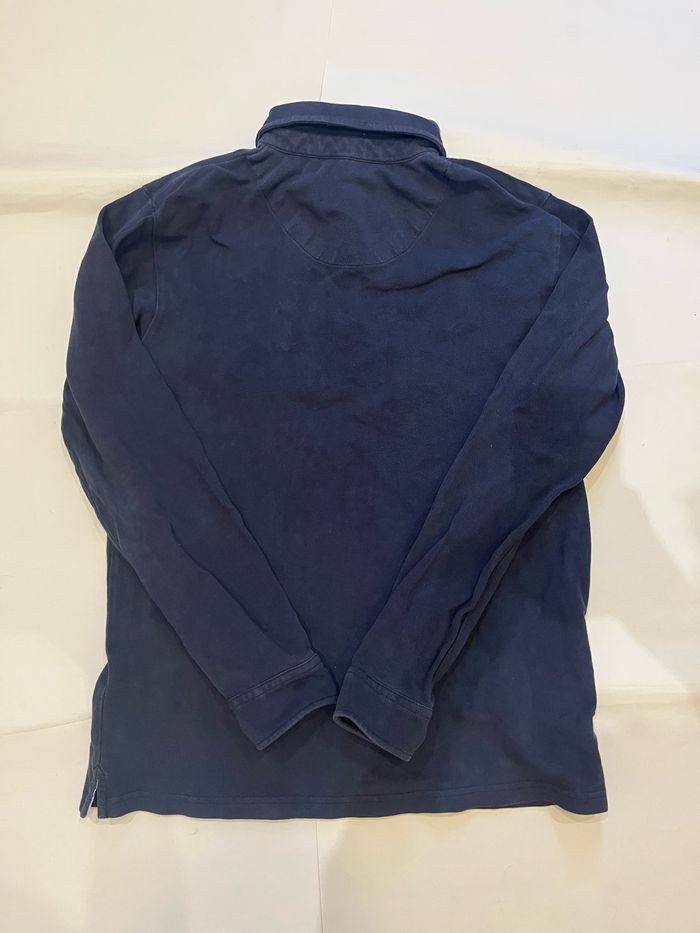 Polo manches longues bleu marine motif fleuri blanc charles le golf taille S - photo numéro 5