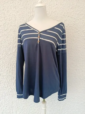 T-shirt manches longues marinière Shein taille L col V