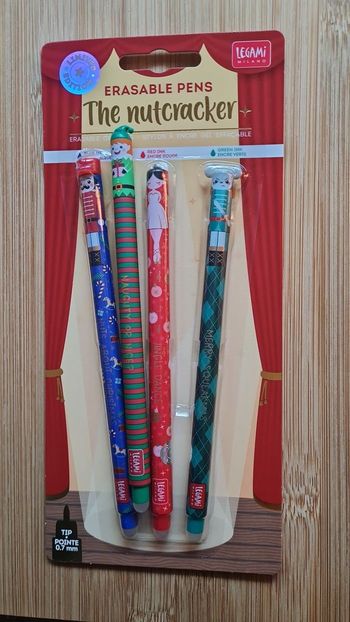 Legami Set Noel 2025 Casse Noisette + Lutin Noel 2024 = 4 Stylos Neufs