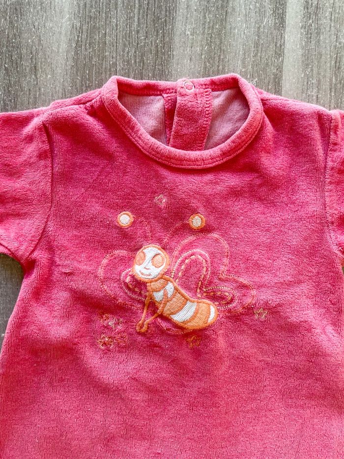 Pyjama rose papillons  bébé fille taille 3 mois - photo numéro 2