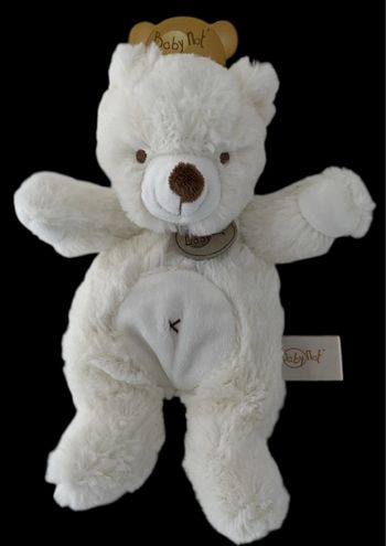 B6312❤️ Doudou Peluche Pantin Ours Babynat Baby Nat  Blanc Écru Nombril Croix