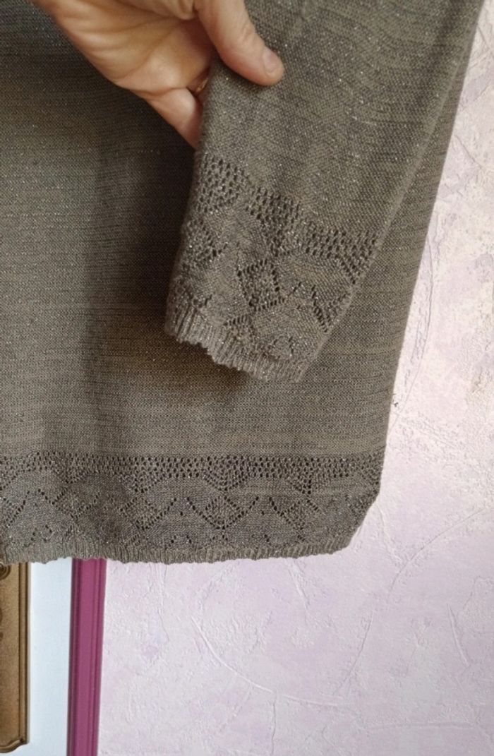 Gilet beige à strass Bréal T.2(38) long - photo numéro 6