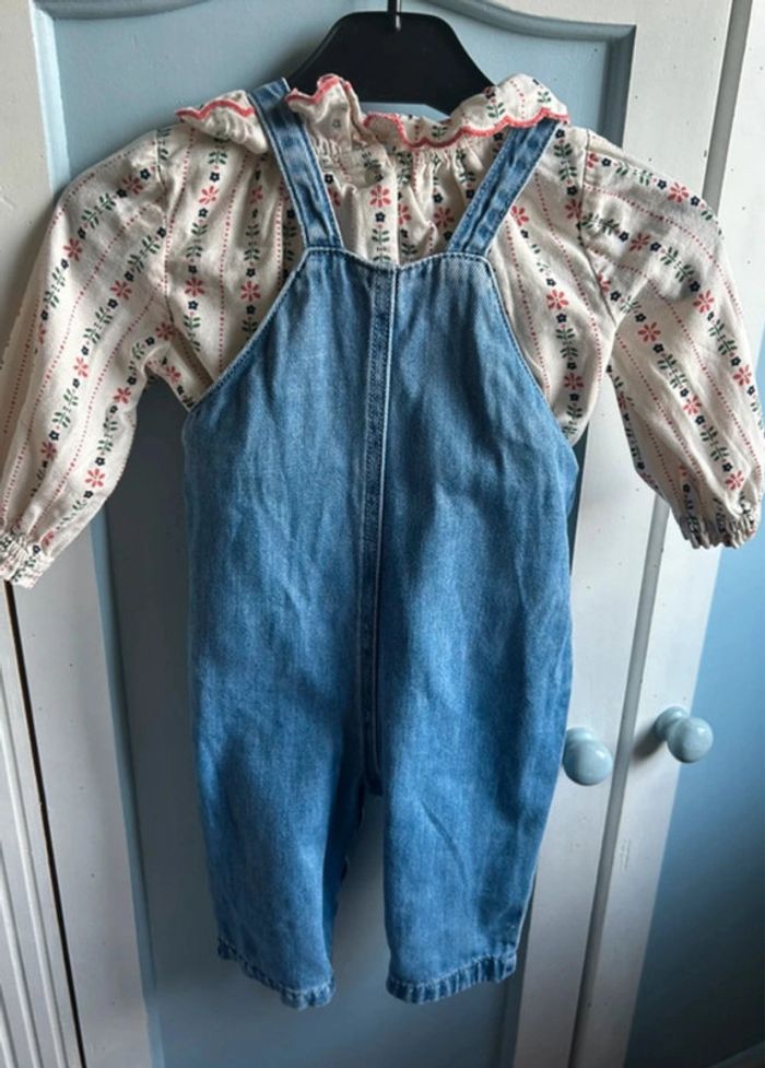 🌼 Ensemble salopette jean & chemise fleurie – 12 mois – Tape à l’œil 👶 - photo numéro 7