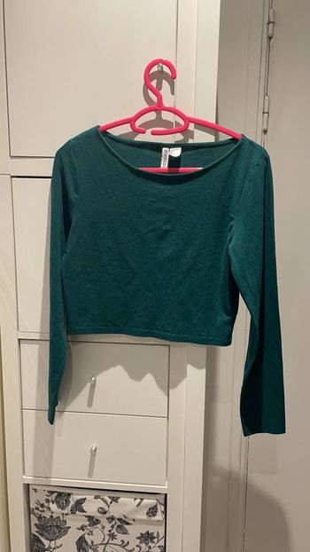 Crop top vert manche longues