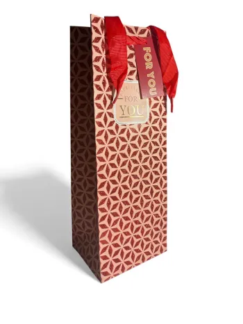 Sac bouteille cadeau Especially for You beige et rouge 12,5 x 34,5 x 10 cm Neuf