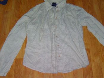 Chemisier PAUSE CAFE beige et froufrous taille 40 TBE