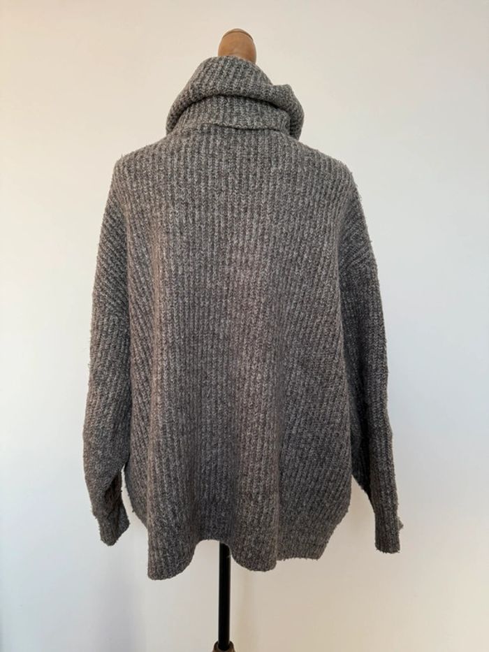 Pull gris Zara maille col roulé sweater maglione suéter trui Sweat-shirt haut sweat t-shirt manches - photo numéro 3