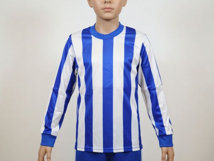 T shirt manches longues rayé bleu et blanc 12-14 ans - photo numéro 1