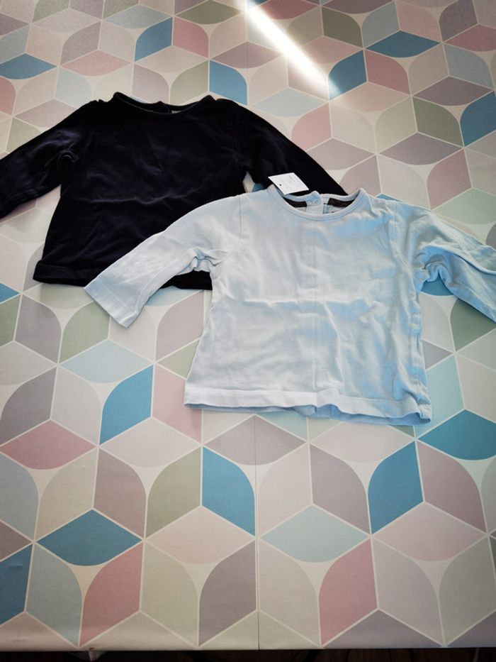 D3570 - lot de 2 tee-shirt garçon 6 mois - photo numéro 2