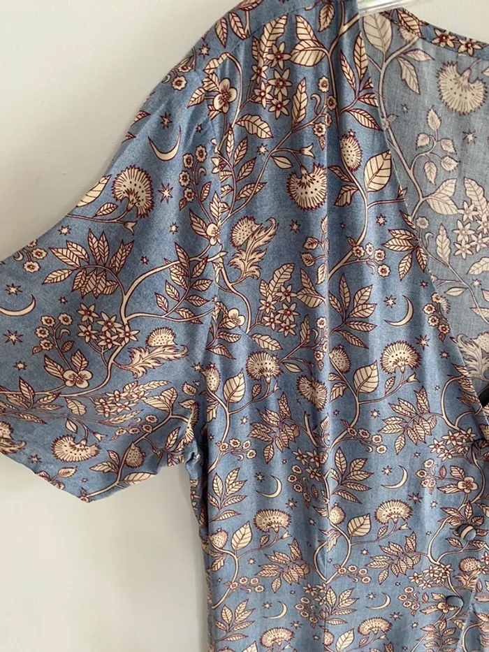 Très jolie robe mango bleu imprimée végétaux - photo numéro 3