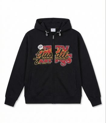 sweat zippé capuche noir brodé xl city kings ny y2k streetwear Guodil neuf