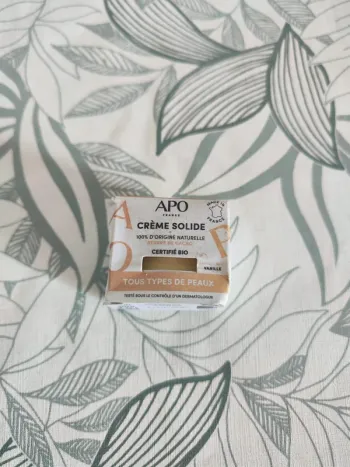 Apo creme solide vanille tous types de peaux 50g à utiliser 12 mois après ouverture
