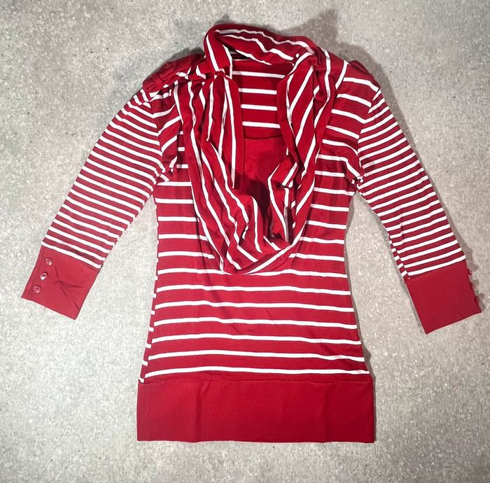 🎉 Pull rayé Morgan rouge et blanc taille S_M 🎉