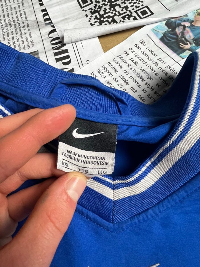 Pull sweat Hoodie Nike vintage rare taille XXL bleu - photo numéro 8