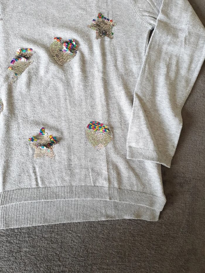Pull fille gris avec sequins 9-10 ans - photo numéro 6