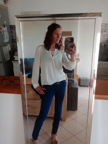 Blousefemme 40 blanc cassé point doré p