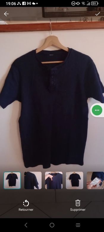 T-shirt Henley M (col boutonné) Bleu Marine c74