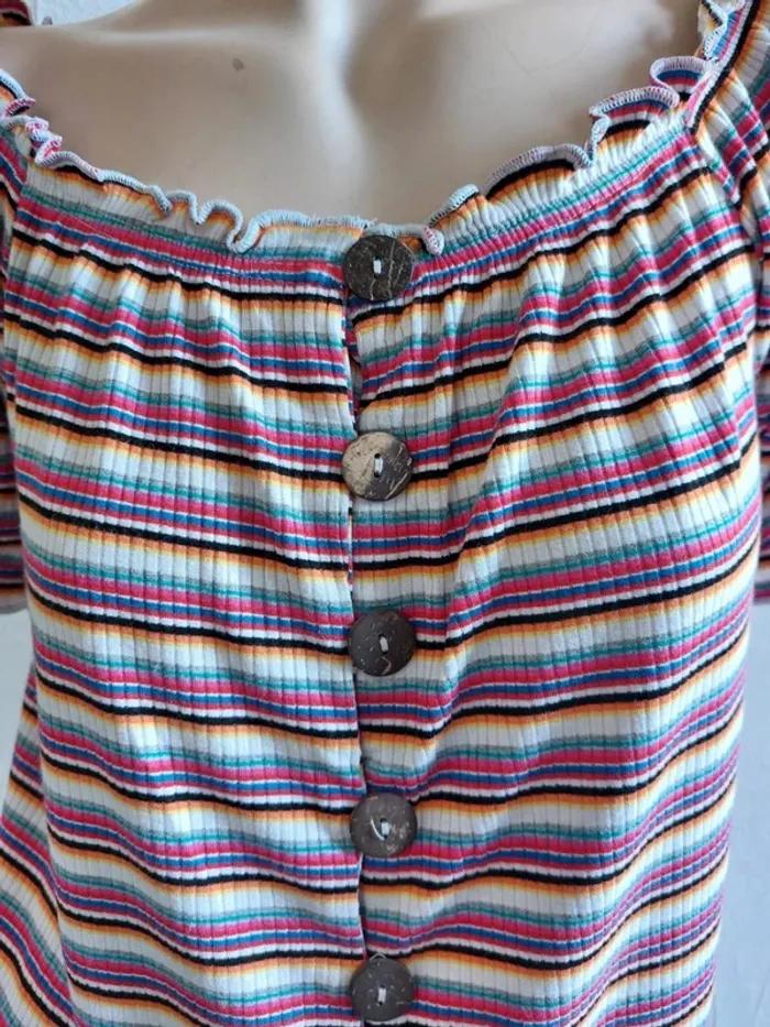 Jolie blouse à rayures multicolores Taille L - photo numéro 3