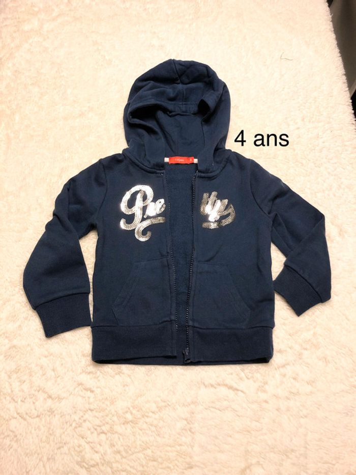 Gilet capuche chaud bleu marine 4a