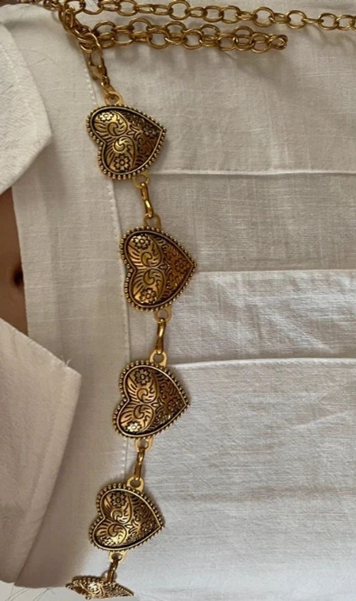 Ceinture chaîne coeur doré longueur 110 cm - photo numéro 2