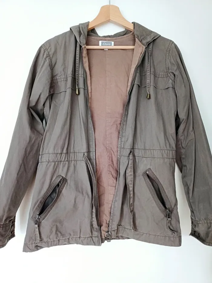 Veste à capuche kaki demi saison etam