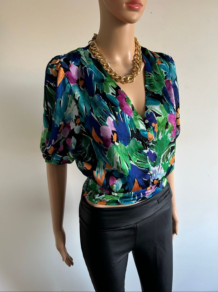 Blouse courte imprimée à manches courtes Morgan taille 34 jamais portée - photo numéro 2