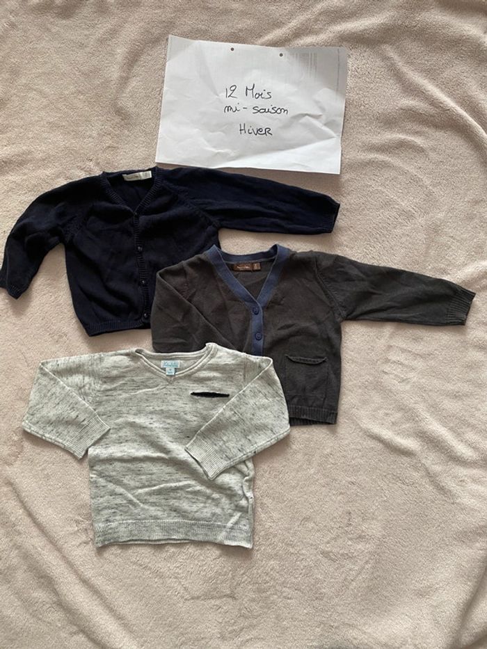 Lot de 3 pulls légers - 12 mois - Bout’chou, Kimbaloo - TBE