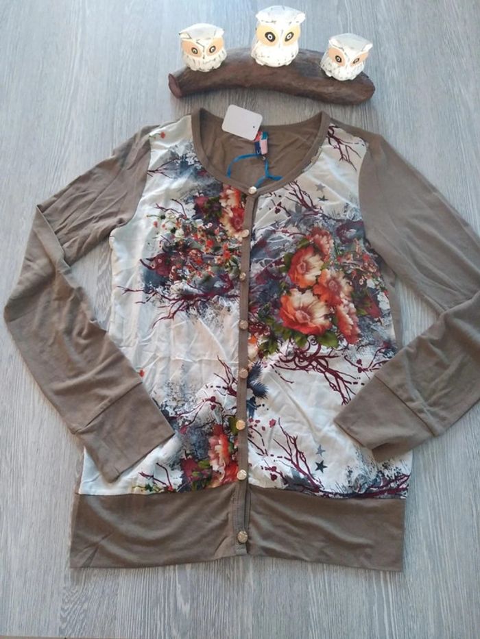 Chemisier ciaomilanno marron et fleur taille L/XL