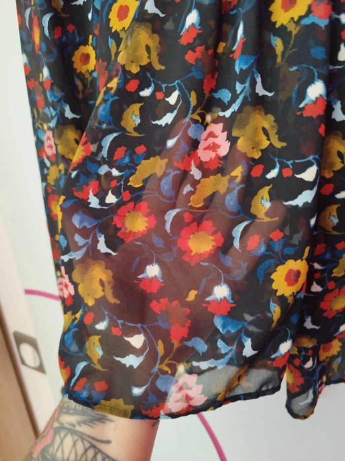 Blouse en voile a motif fleuri femme zara taille s 3 - photo numéro 6