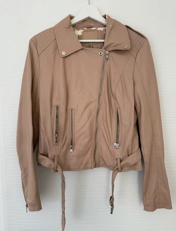 Veste perfecto similicuir rose poudré