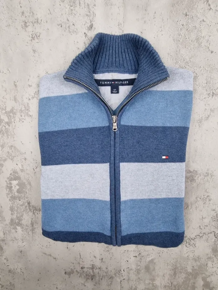 Gilet zippé rayé Tommy Hilfiger bleu, S Hommes (mesures en photos) - photo numéro 2