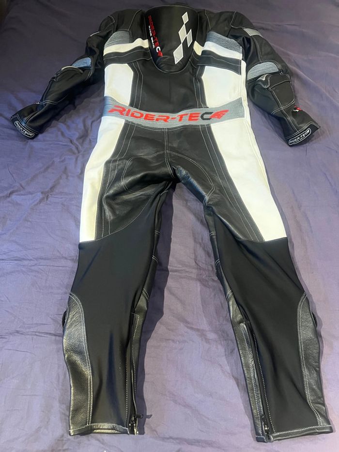 combinaison rider-tec neuf moto course cuir integral taille xl protections coudes épaules dorsale - photo numéro 2