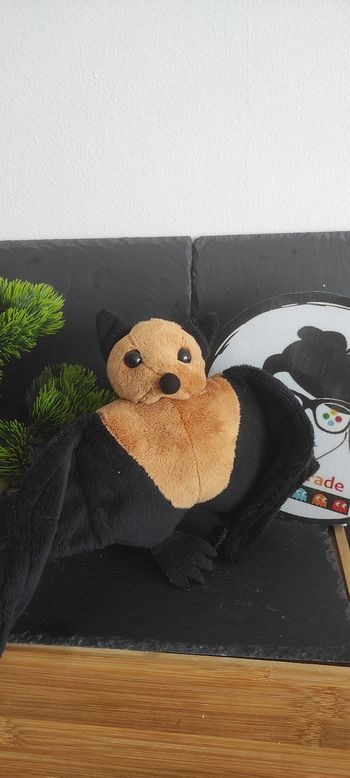 doudou peluche chauve souris Marron noire pia soft toys