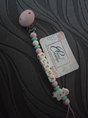 Attache tétine silicone éléphant fille 