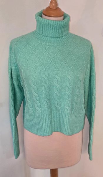 Pull col roulé couleur menthe vert d'eau Taille S