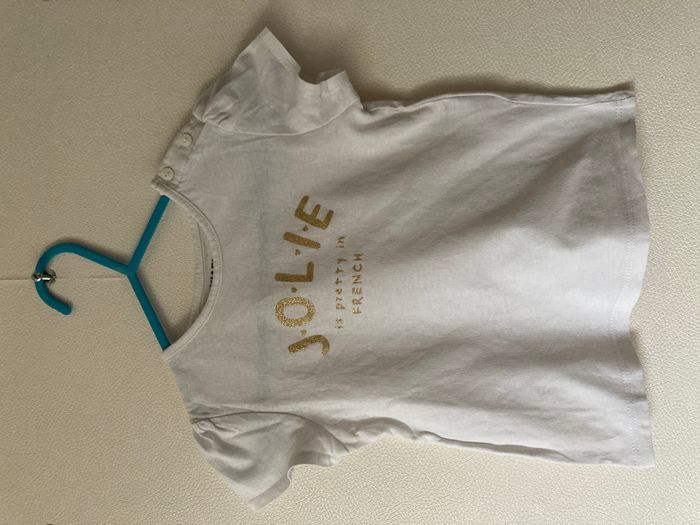 Tee-shirt JOLIE pailleté doré fille 18 mois