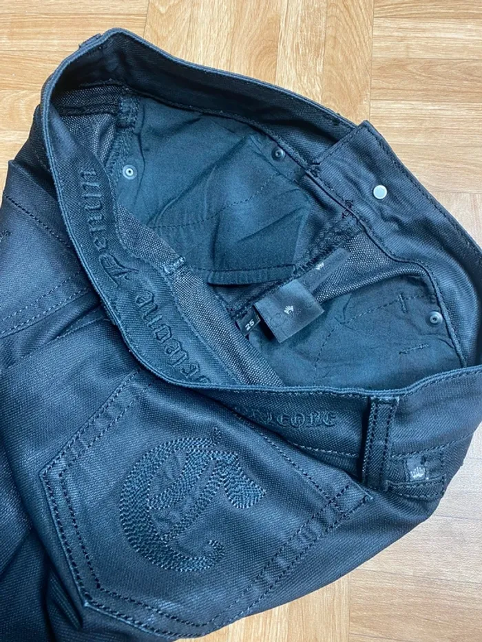 Pantalon jean noir satiné et brodé Corleone (NEUF) - photo numéro 5