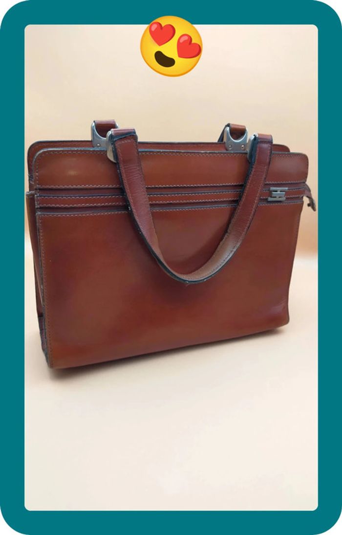 Sac à main vintage Nouveau Maroquinier, en cuir rigide, marron - photo numéro 2