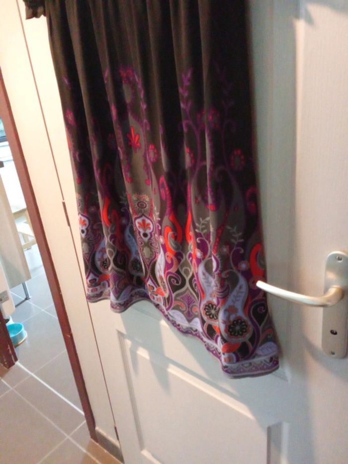 Robe voilage doublée marron motifs bariolés Esprit taille 42 - photo numéro 10