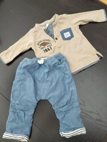 Ensemble bébé garçon sarouel et tee-shirt manches longues 3 mois