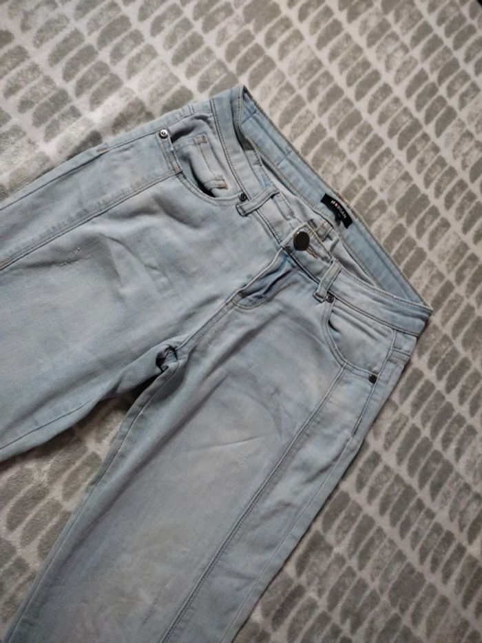 Jeans droit bleu clair effet usé délavé Morgan taille 36 - photo numéro 2