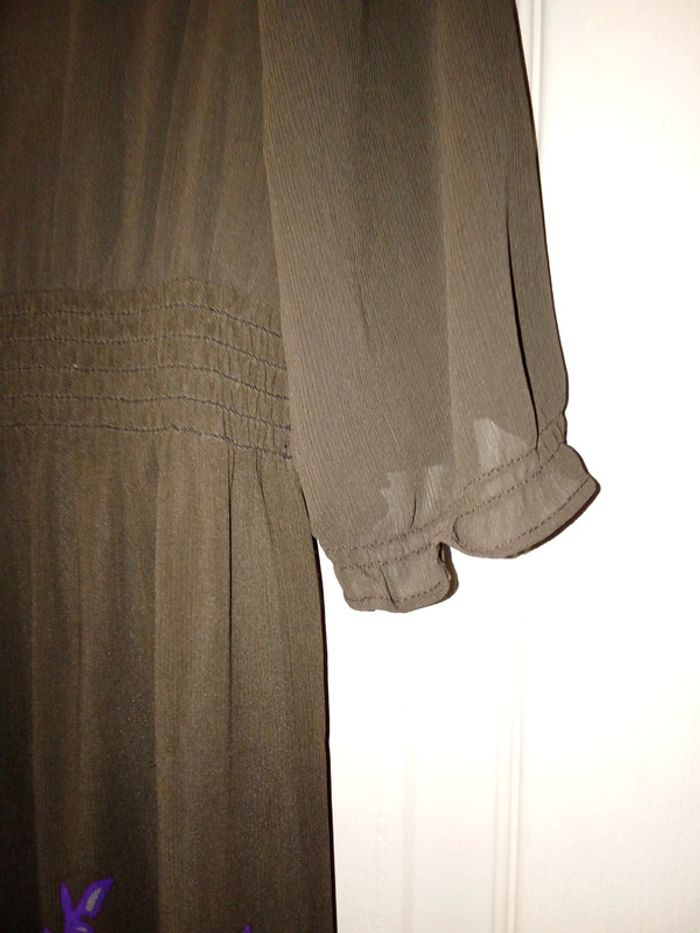 Robe voilage doublée marron motifs bariolés Esprit taille 42 - photo numéro 9