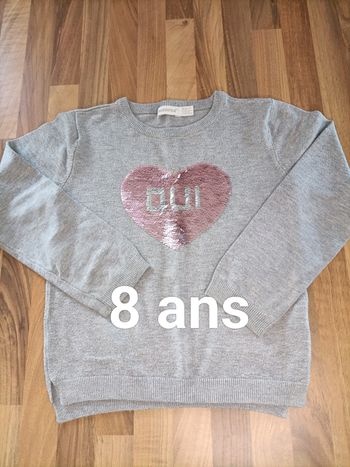 Pull gris à sequins réversibles orchestra 8 ans