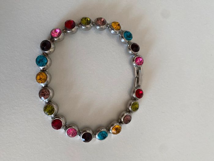 Parure bracelet et broche avec strass brillants multicolores - photo numéro 11