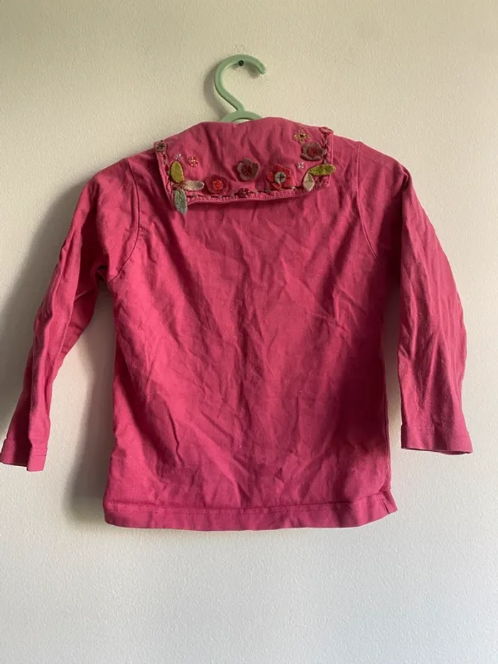 TEE shirt manches longues rose joli col 24 mois - photo numéro 3
