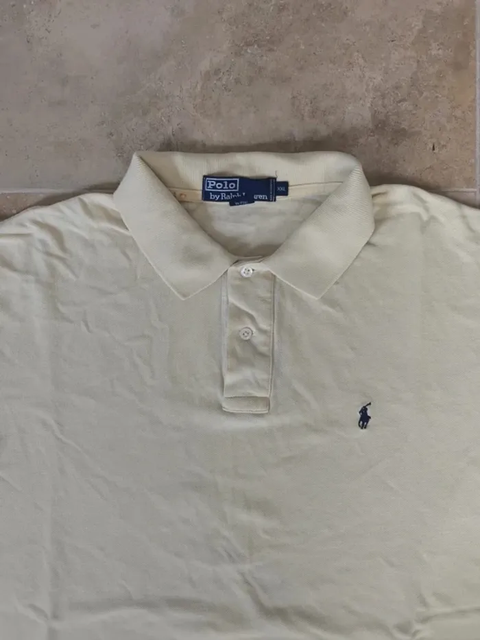 Polo Ralph Lauren homme XXL jaune pâle logo marine - photo numéro 3