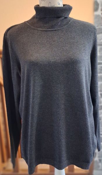 Pull doux gris à col roulé