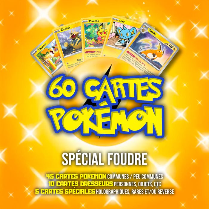 Lot de 60 cartes Pokémon - spécial électrique