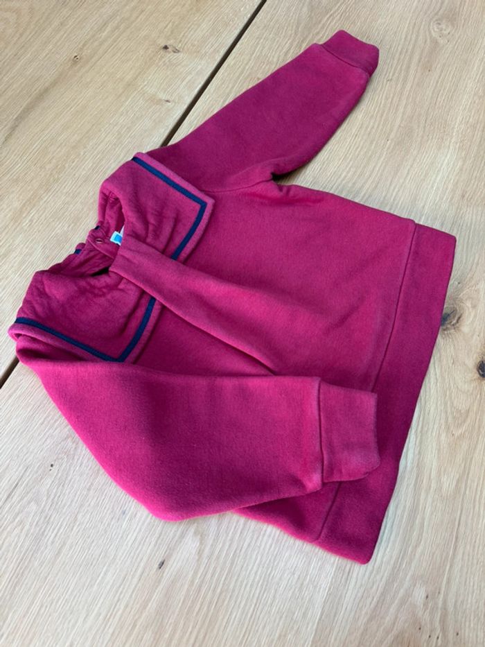 Sweat rouge bordeaux maxi col carré noeud - Taille 3 Ans - photo numéro 3